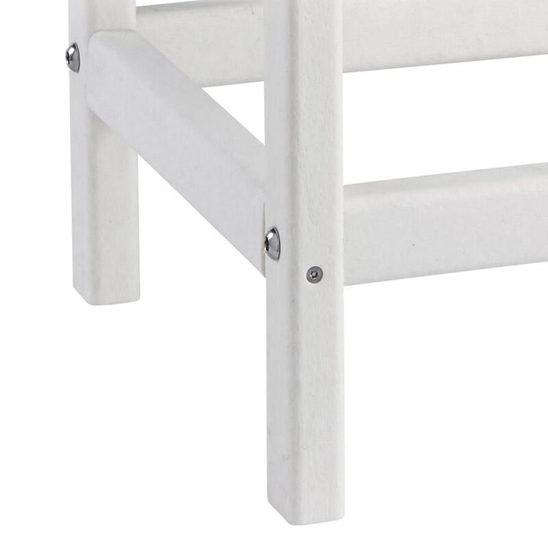Slatted Rectangular Hard Plastic End Table with Straight Legs, White-Benzara image number 2