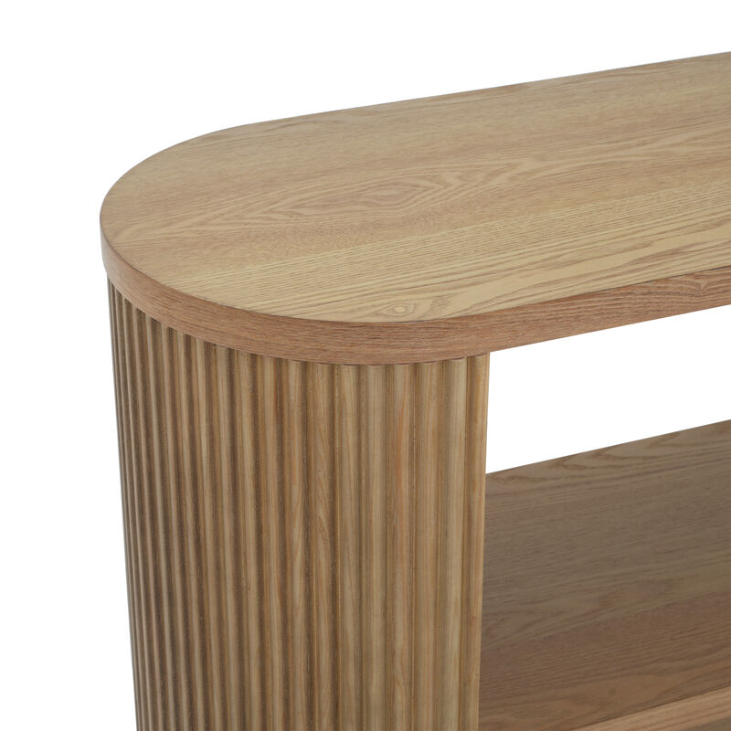 Merax Modern Entryway Console Table Slim Sofa Table Open Shelf Elegant Wood Grain Multi-Functional Hallway Table