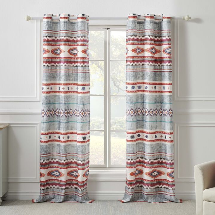 Kiva Western Boho Curtain Panels Tiebacks Pair 42" x 84" by Greenland Home Fashion