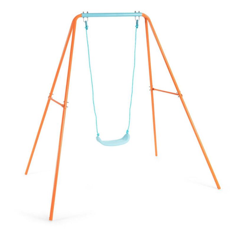 Hivvago Outdoor Kids Swing Set with Heavy-Duty Metal A-Frame and Ground Stakes