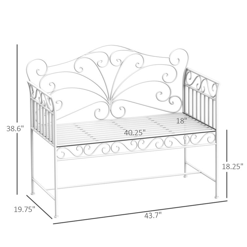 Hivvago 43" Outdoor Garden Bench with Armrests image number 2