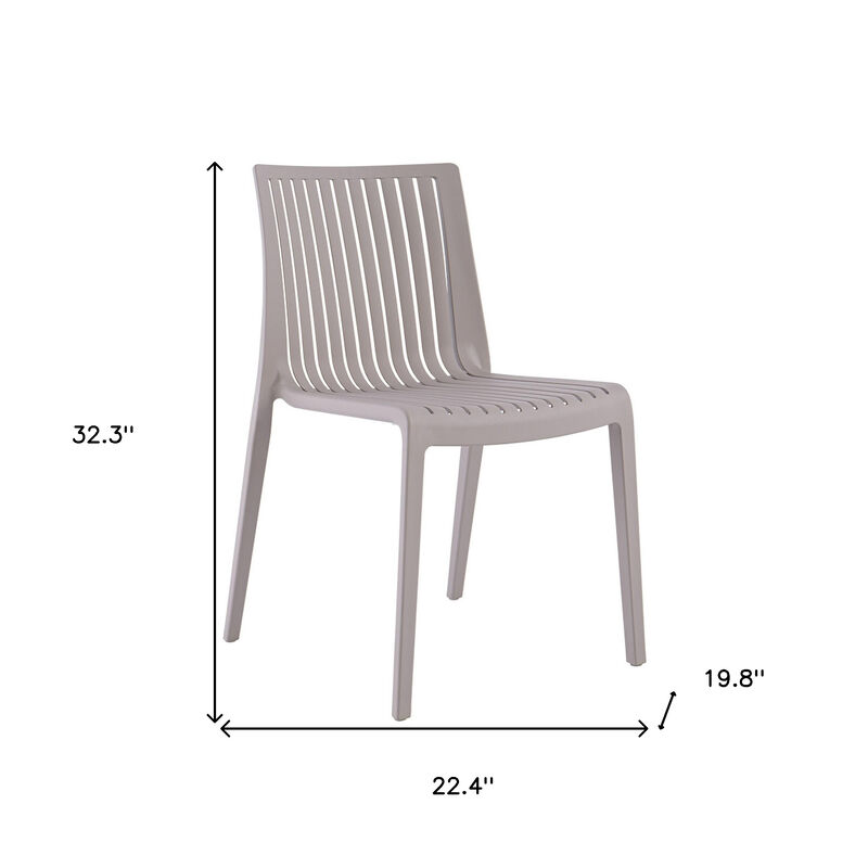 HomeRoots Set of Two Taupe Heavy Duty Plastic Outdoor Stacking Accent Chairs image number 6