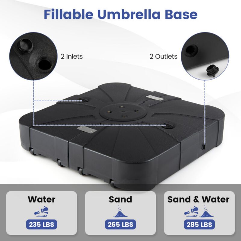 Outdoor Cantilever Umbrella Base Square Water and Sand Fillable Base-34 Inches image number 5