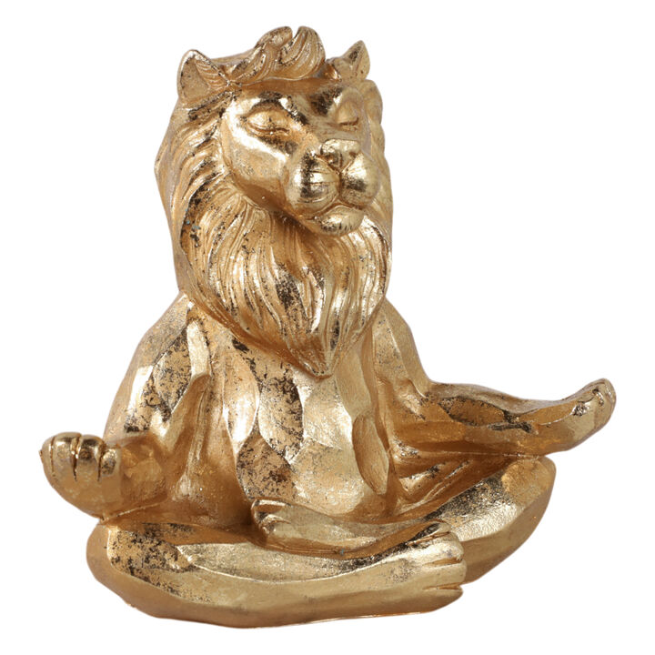 Resin 7" Yoga Lion, Gold
