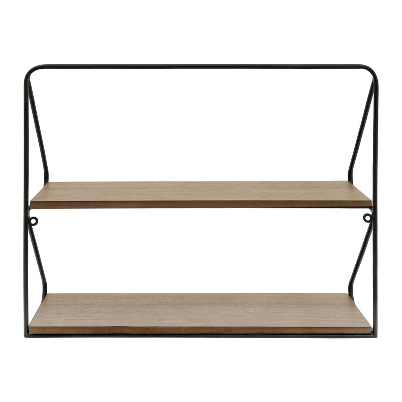 Metal /wood 20" 2 Tier Wall Shelf