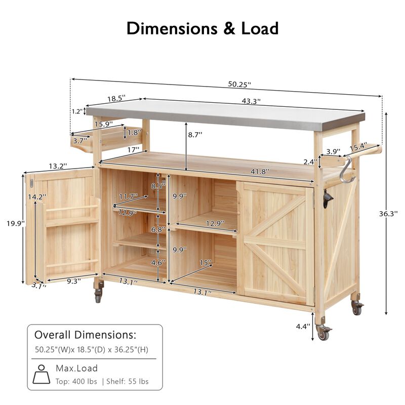 ELEMENT ACE Premium Outdoor Kitchen Island with Stainless Steel Top and Ample Storage image number 2
