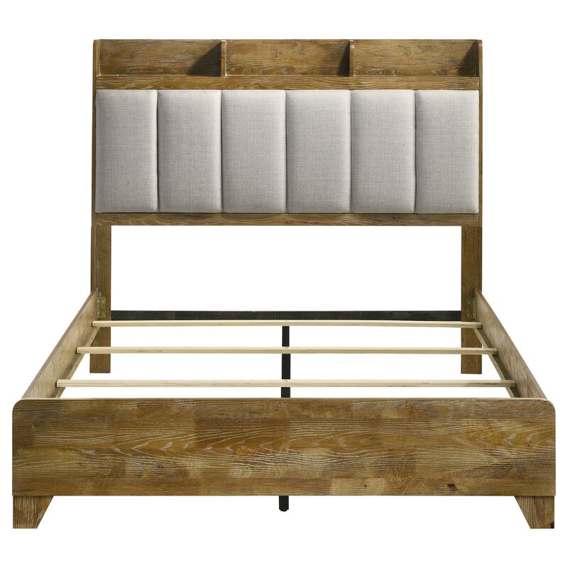 Nolan Panel Bed, Channel-Tufted Fabric, Wood image number 4