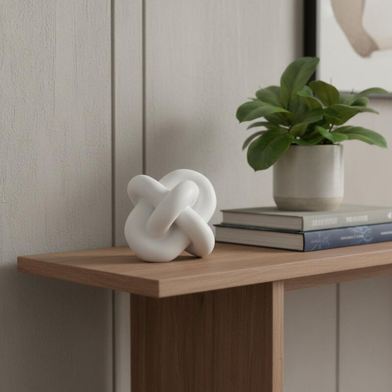 HomeRoots 5" White Resin Knot Tabletop Sculpture image number 1