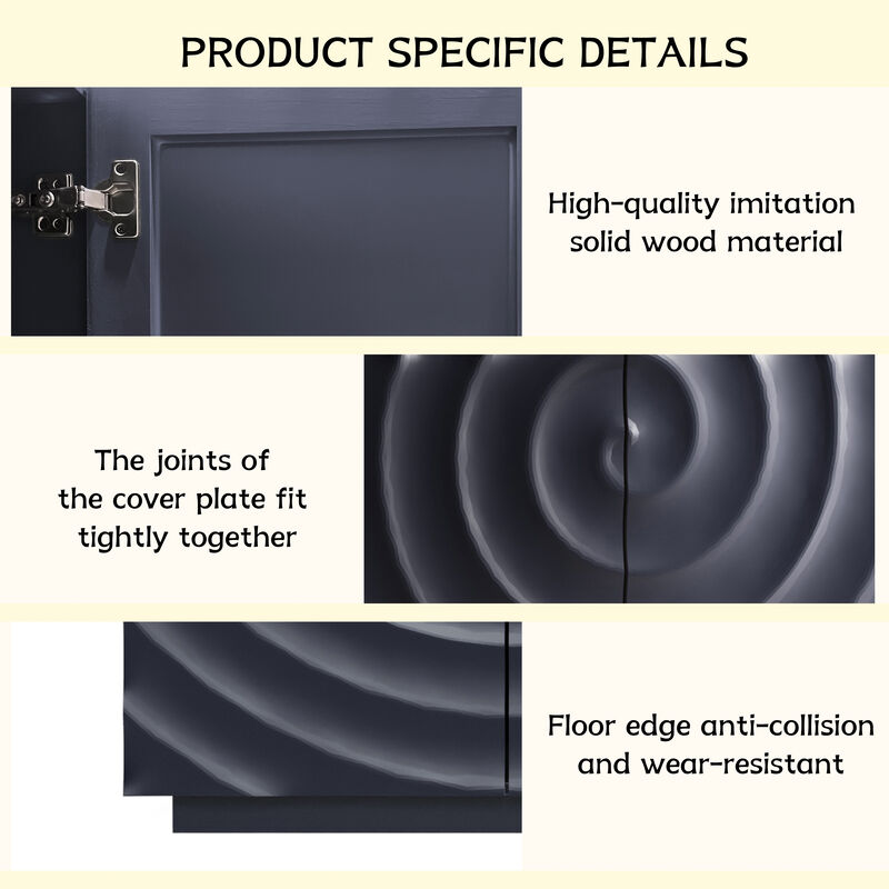 TATEUS 4 Doors Modern Accent Storage Sideboard, 59" Wide Luxurious Freestanding Floor Cabinet with Anti-Dumping image number 2