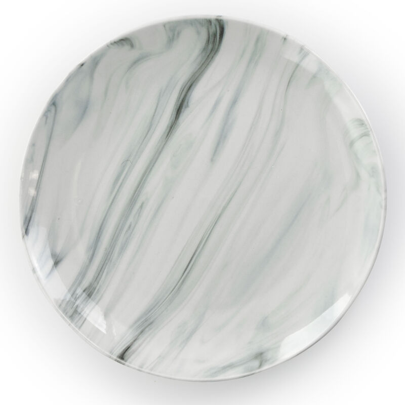 Elama Fine Marble 16 Piece Stoneware Dinnerware Set in Black and White