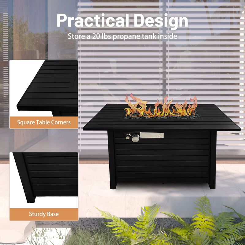 Mondawe 24" H Steel Propane Outdoor Fire Pit Table with Lid