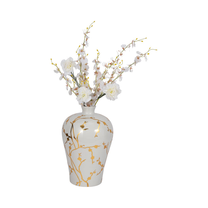 Cer 15"h, Vase W/ Gold Decal image number 1
