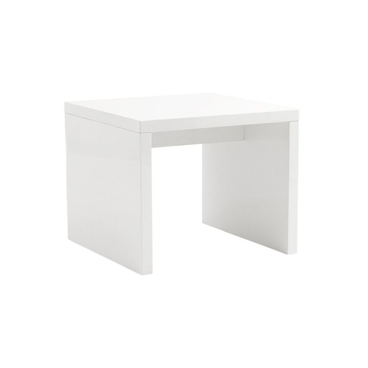 Homezia 23.63" X 23.63" X 20.08" High Gloss White Lacquered Mdf Square Side Table