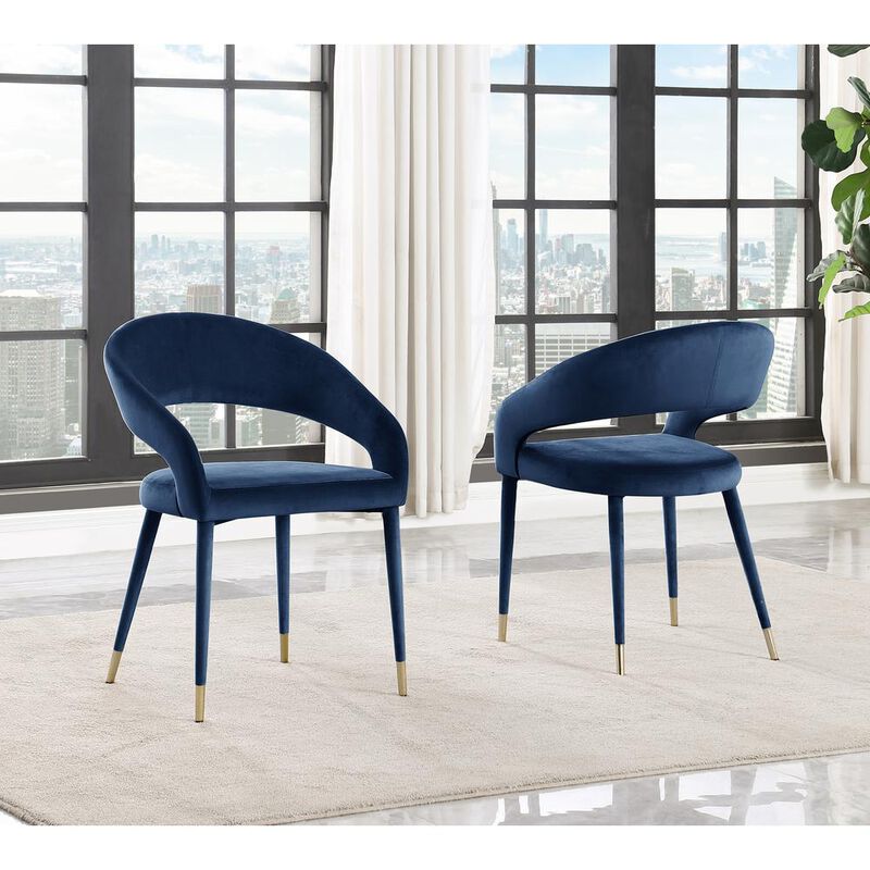 Jacques Velvet Navy Dining Chairs (Set of 2) image number 2