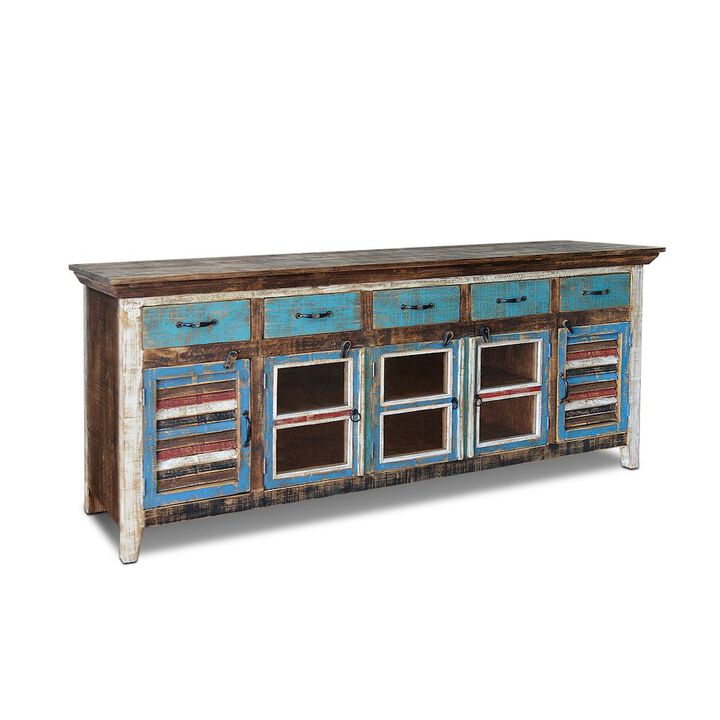 Crafters and Weavers La Boca Solid Wood 82 Shutter Sideboard