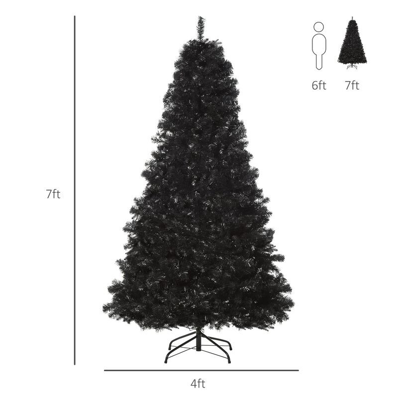 7ft Artificial Christmas Tree Black Douglas Fir with Realistic Branches 1346 Tips and Metal Base