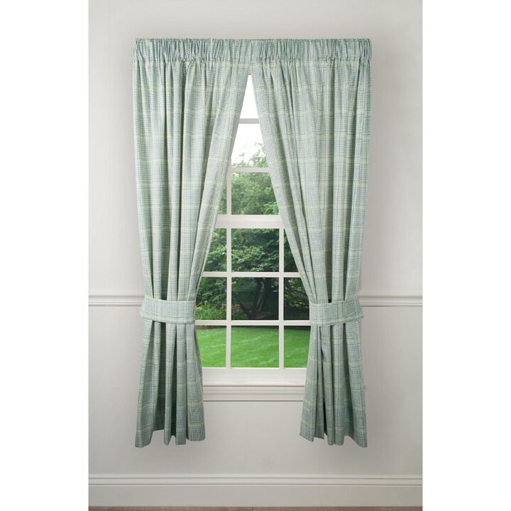 Ellis Curtain Harrington 2-Panels Cool Adjustable Window Tailored Panel Pair With Ties - 90x84" Lagoon