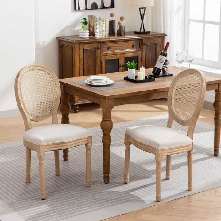 Streamdale Antique Rattan Back Dining Chairs, Set of 2