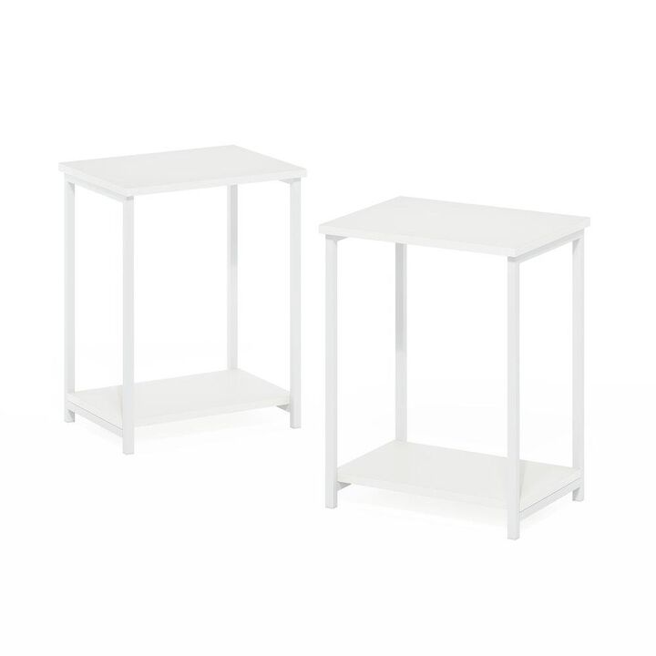 Simplistic Industrial Metal Frame End Table, 2-Pack, White