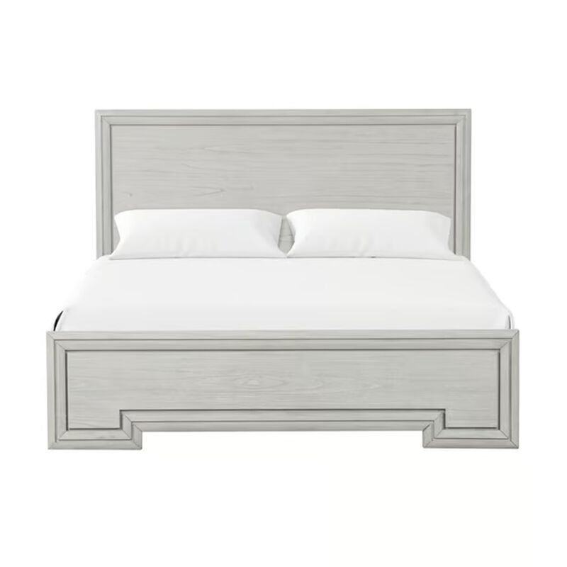 3pc King Bedroom Set, Rustic White, White, Nickel Wood, 2 Nightstands image number 4