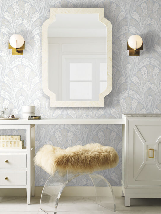 Shell Damask Blue Wallpaper