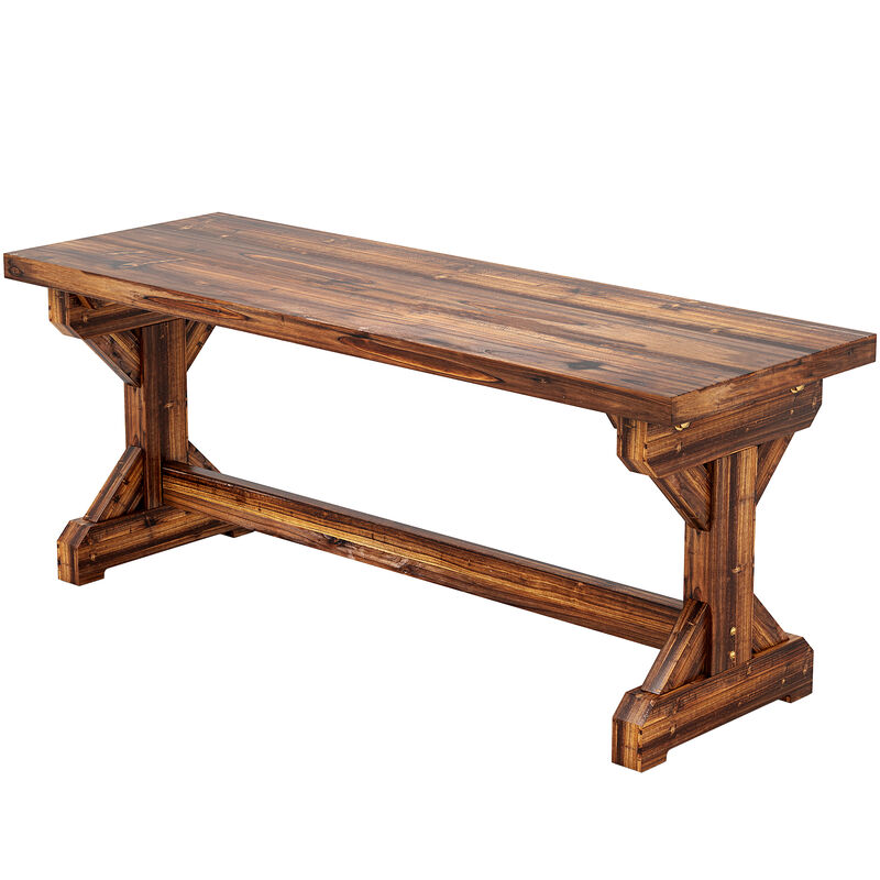 Hivvago Backless Wooden Patio Bench with X Base image number 0