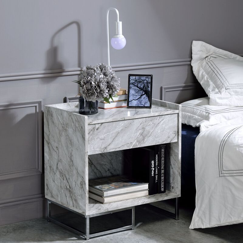 Contemporary White Accent Table image number 1