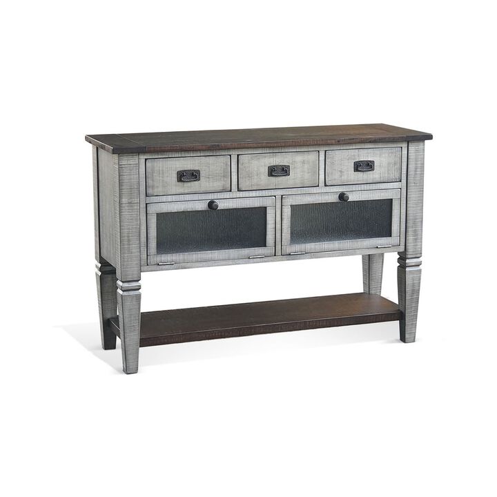 Camie Sideboard Server, Drop Down Drawers, Waterfall Brown Gray Mahogany