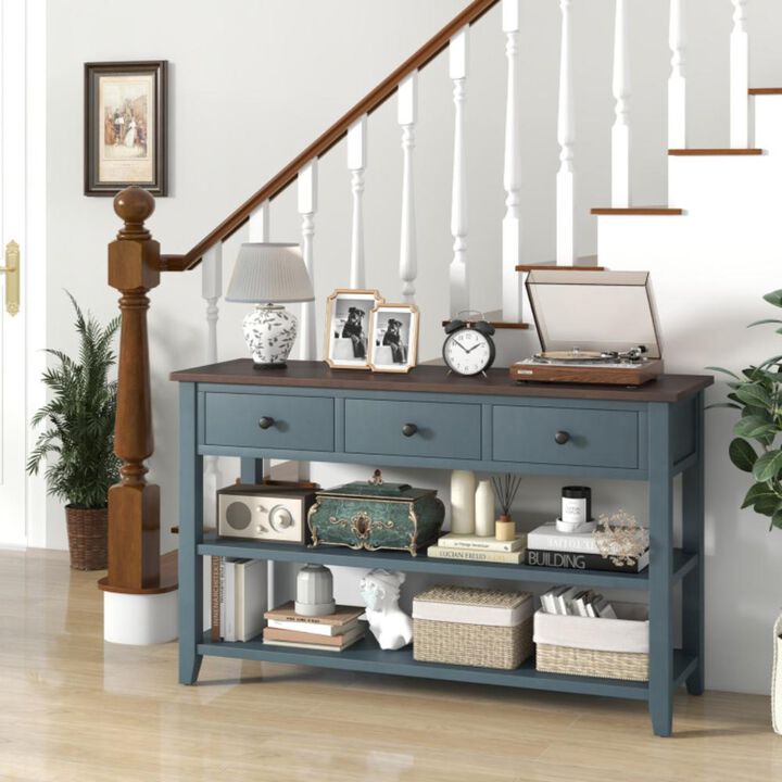 Hivvago Entryway Table Narrow Long Sofa Table with Drawers and Shelves