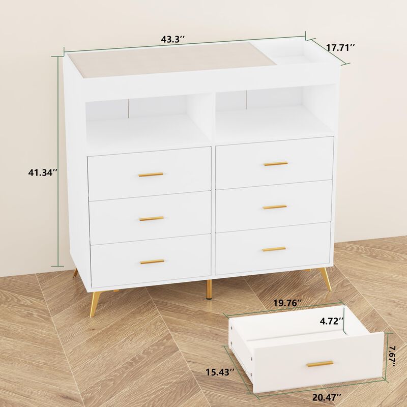 LED Light & Power Outlet Baby Changing Table Dresser image number 5