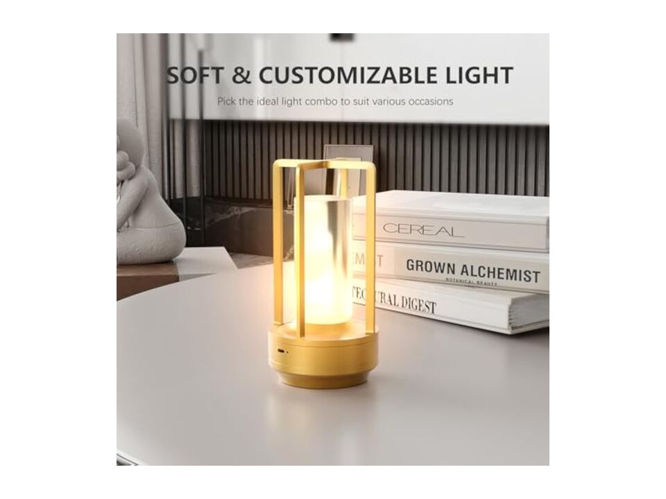 Rechargeable Cordless LED Table Lamp For Bedroom Outdoor Camping Gold