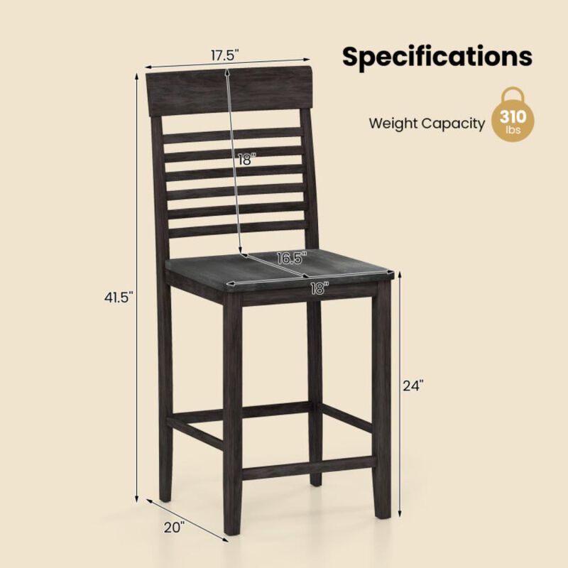 Hivvago Dining Chair Set of 2 with Footrests and Solid Wood Frame