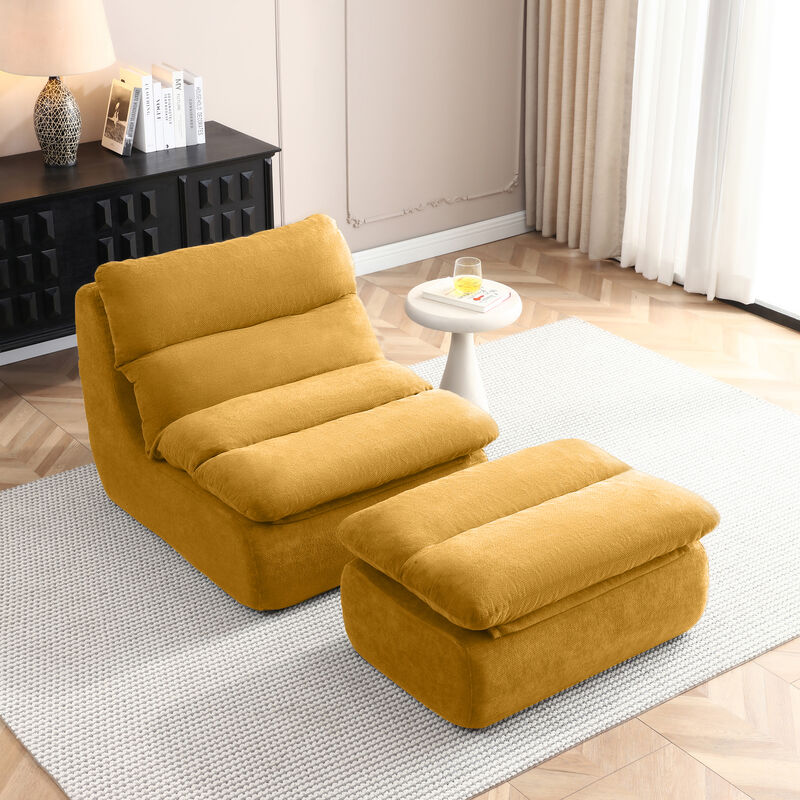 Merax Ergonomic Floor Lounge Sofa with Ottoman image number 2