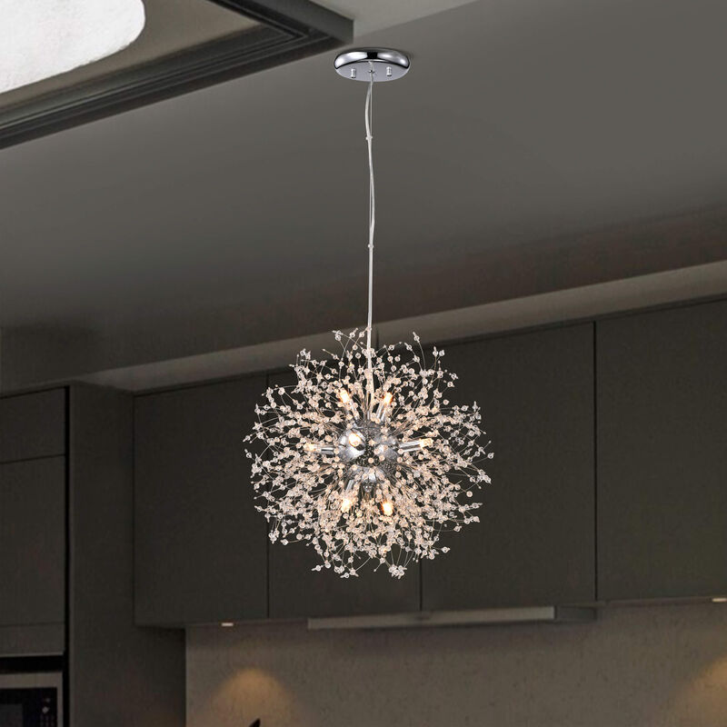 Ivy 8-Light Chrome Clear Beads Firework Pendant Chandelier image number 2