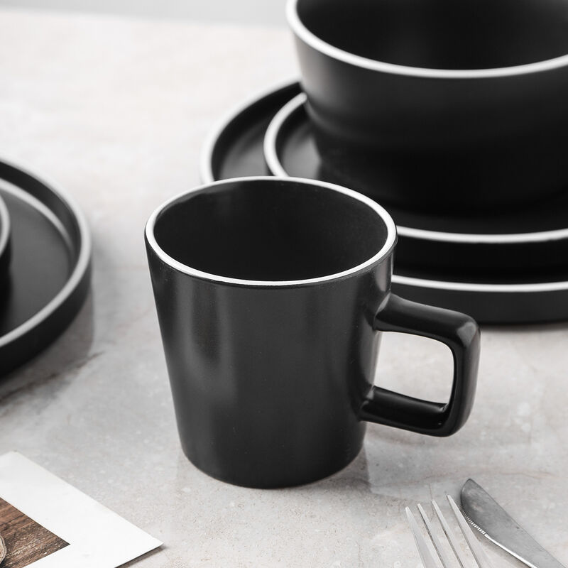 Stone Lain Allison Stoneware 32 Piece Dinnerware Set, Black