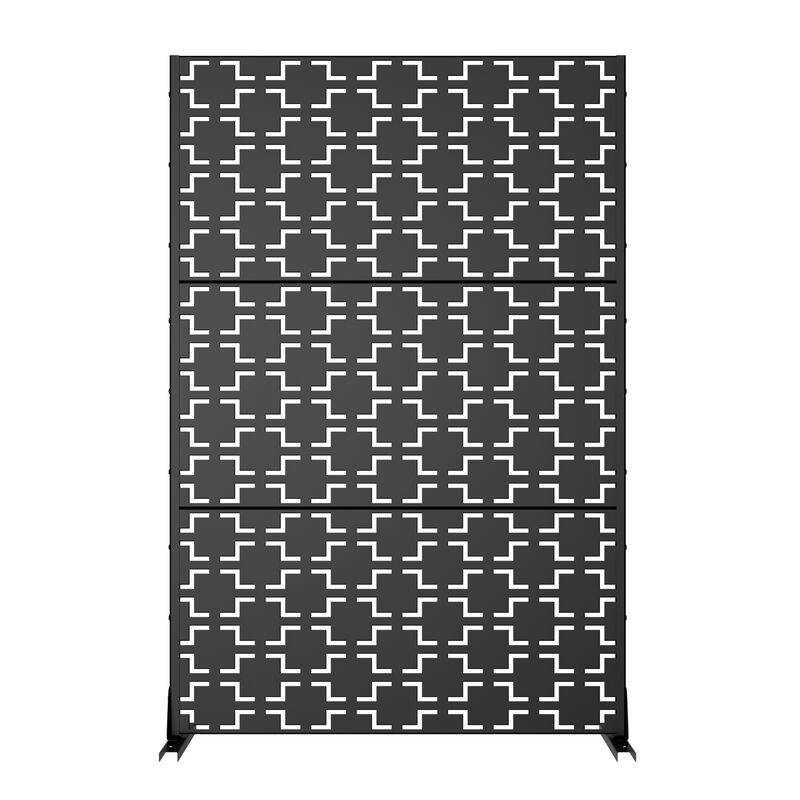 72"x47" Metal Outdoor Privacy Screen, Freestanding Outdoor Divider Privacy Fence