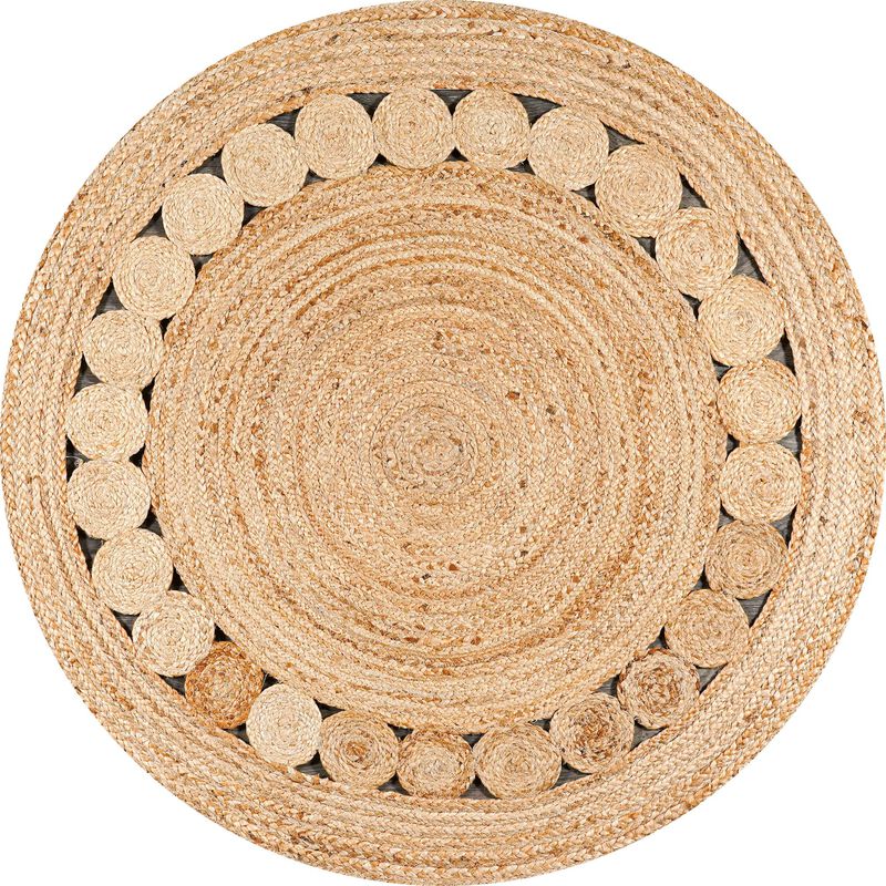 Dahlia Natural Jute Boho Circle Natural Round Area Rug