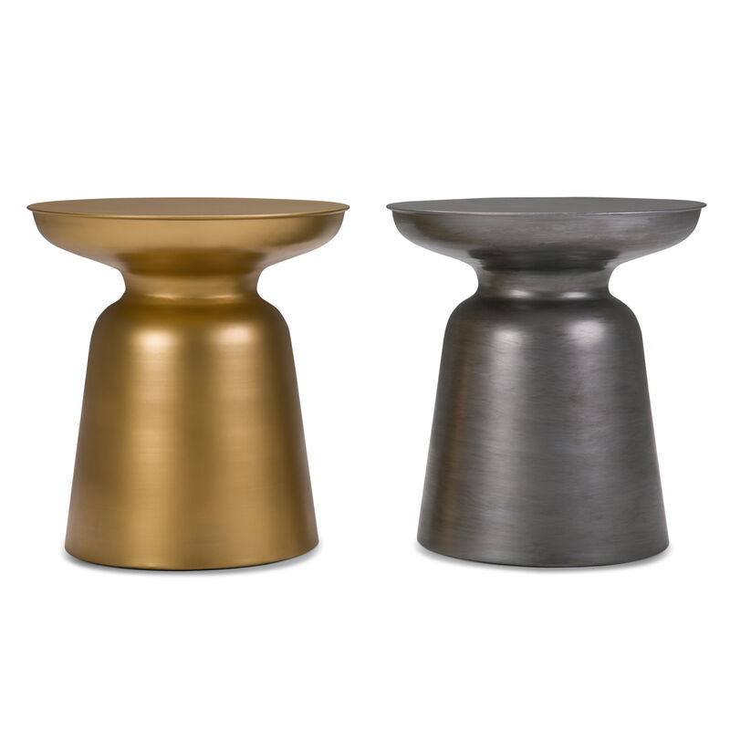 Toby 17 inch Wide Modern Industrial Metal Accent Table in Gold Iron, Assembled image number 8