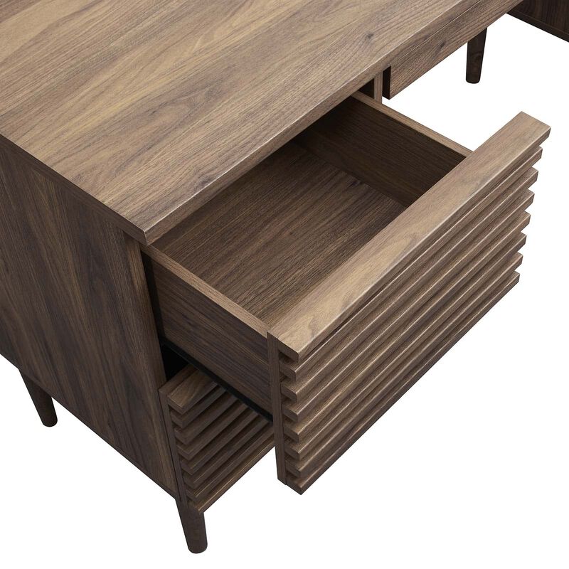 Modway Render Mid-Century Modern, Office Desk, Walnut image number 2