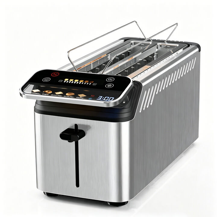 WHALLULTRA 4 Slice Long Slot Toaster, Touch Screen with Projection Display,1.5" Wide Slots, 5 Bread Types & 11 Shade Settings