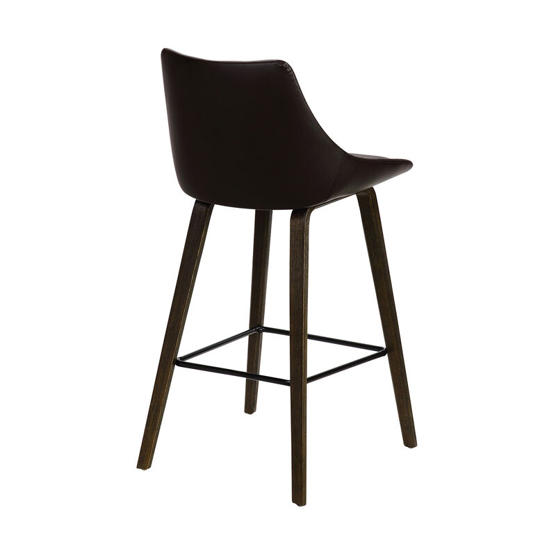 Dani  Brown Faux Leather Barstool in Walnut Glazed Finish