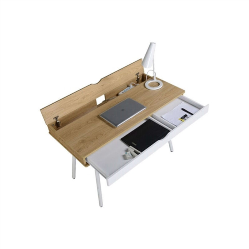 Heavy Duty Modern Laptop Desk with Storage Drawer – Pine Wood Finish
