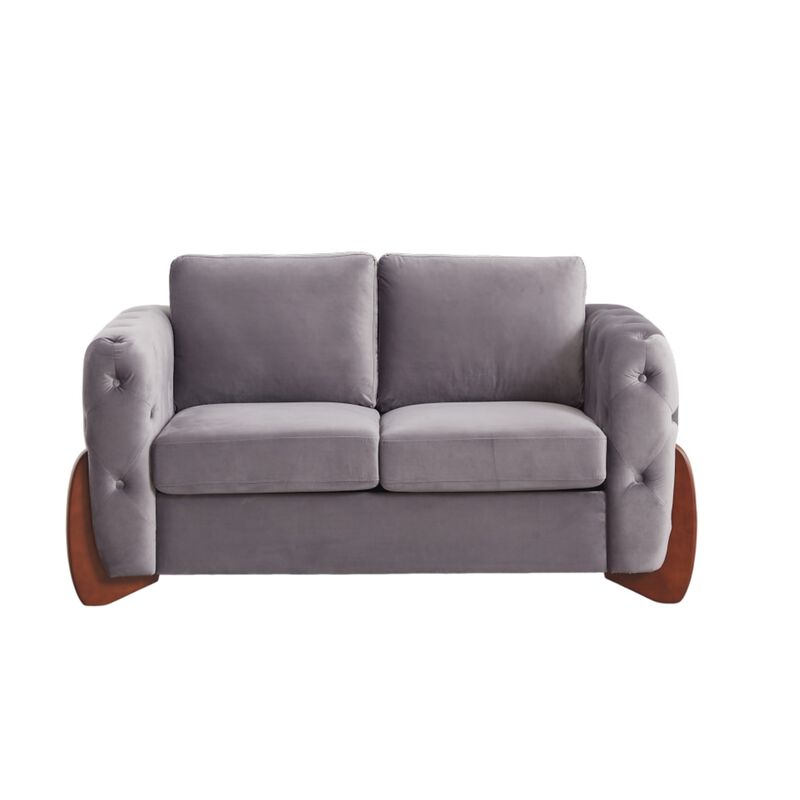 Zagrek Mid‑Century Modern Button Tufted Velvet Loveseat image number 0