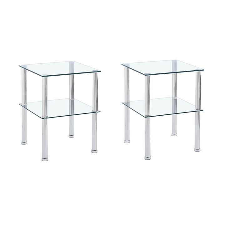 Streamdale Furniture Clear 2-Tier Side/End Table with Storage