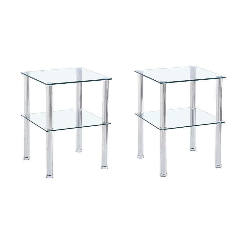 Streamdale Furniture Clear 2-Tier Side/End Table with Storage image number 1