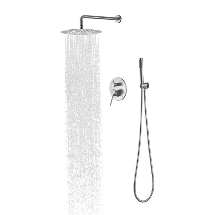 Wall Mounted Shower Faucet Set for Bathroom with High Pressure 10" Stainless Steel Rain Shower Head Handheld Shower Set
