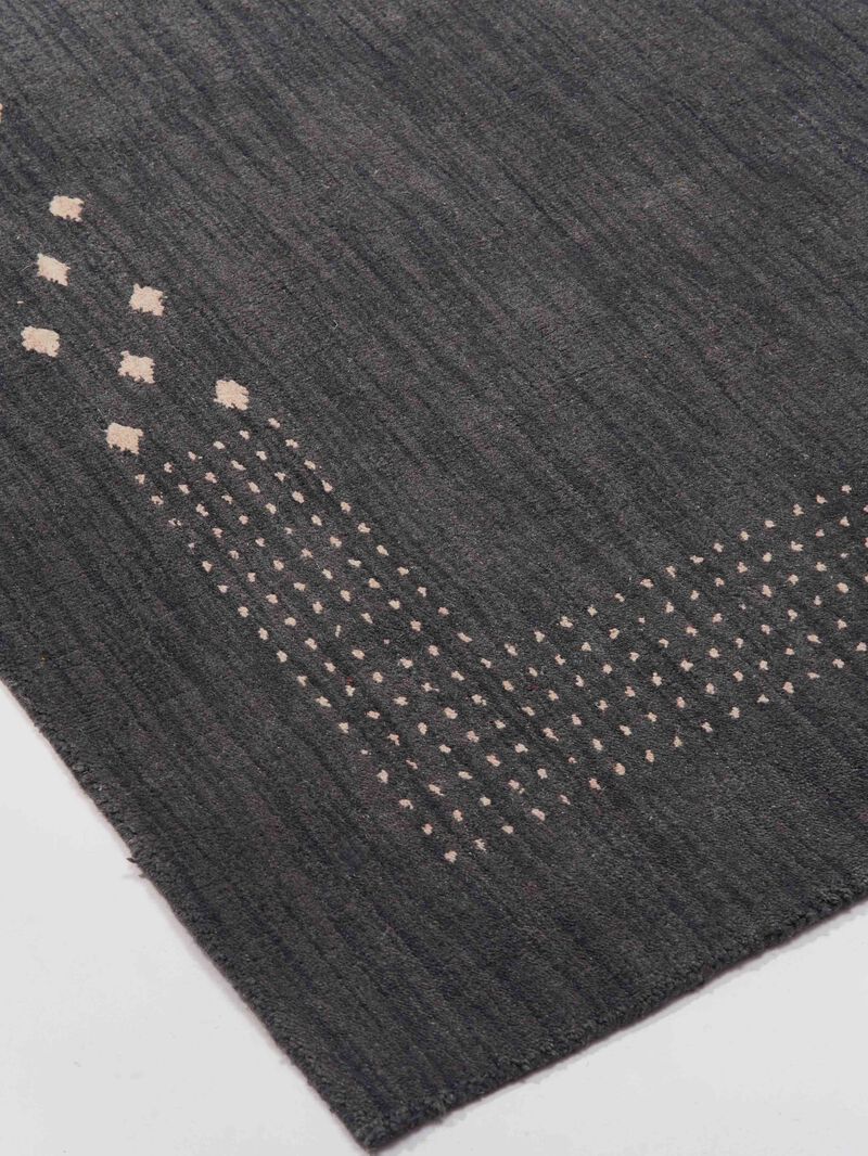 RUGSOTIC CARPETS HAND KNOTTED LOOM WOOL ECO-FRIENDLY AREA RUGS  - 9'x12', Rectangle, Charcoal Color, Contemporary Modern Design, High Pile Thick Handmade Anti Skid Rugs for Living Room (L00530)