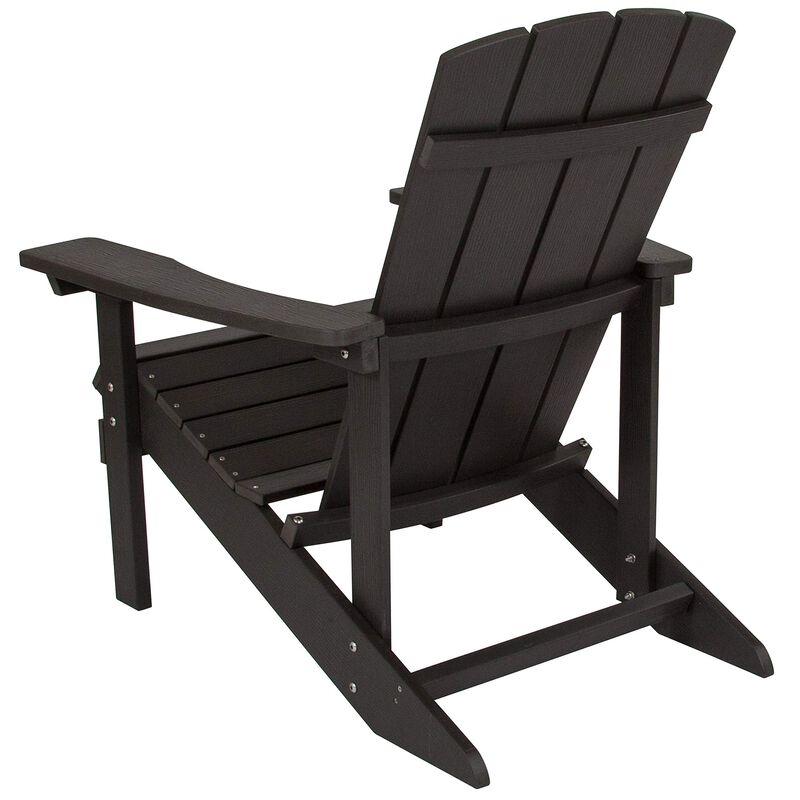 Flash Furniture Charlestown Commercial Grade Indoor/Outdoor Adirondack Chair, Weather Resistant Durable Poly Resin Deck and Patio Seating, Slate Gray