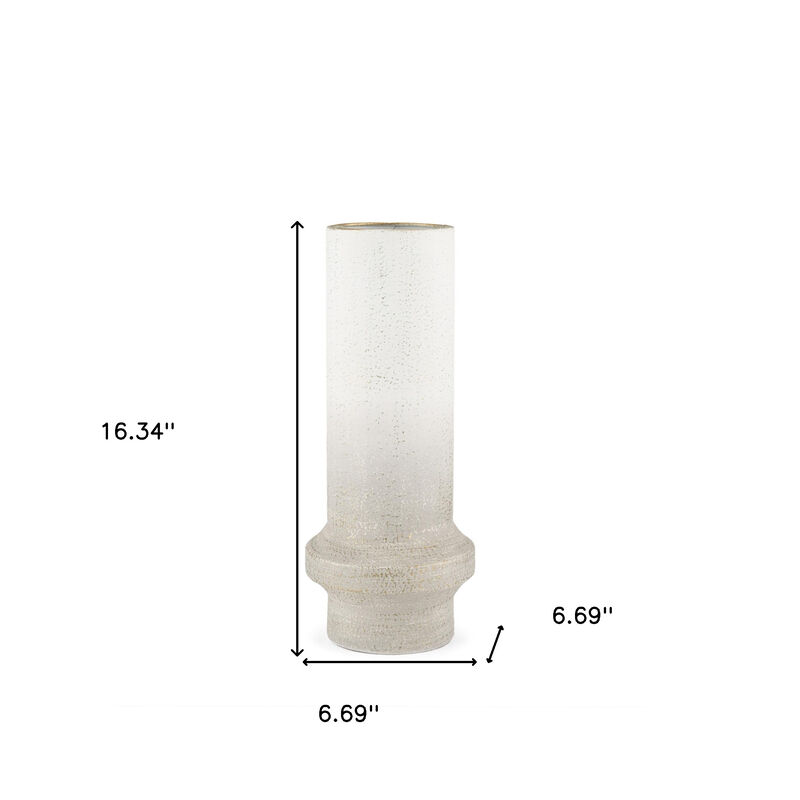 HomeRoots 16" Off White And Gold Metal Cylinder Table Vase image number 3