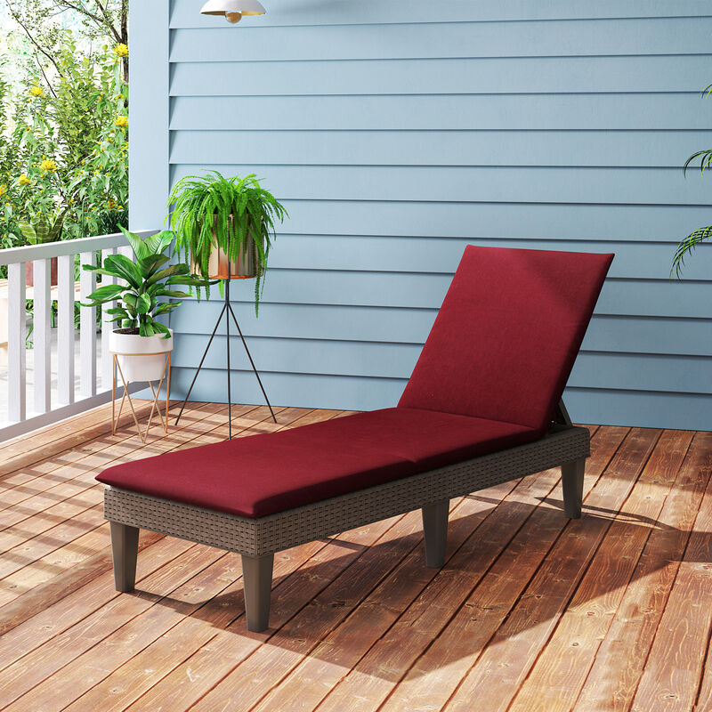 Patio Lounge Outdoor Recliner Chair with Cushion 3-Position Adjustable Backrest